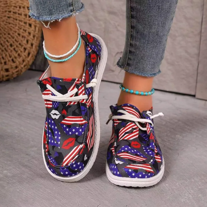 Springand Autumn Fashion New Women's Round Toe Walking Shoes Color Matching Casual Comfortable Shallow Mouth Thick Sole Sneaker