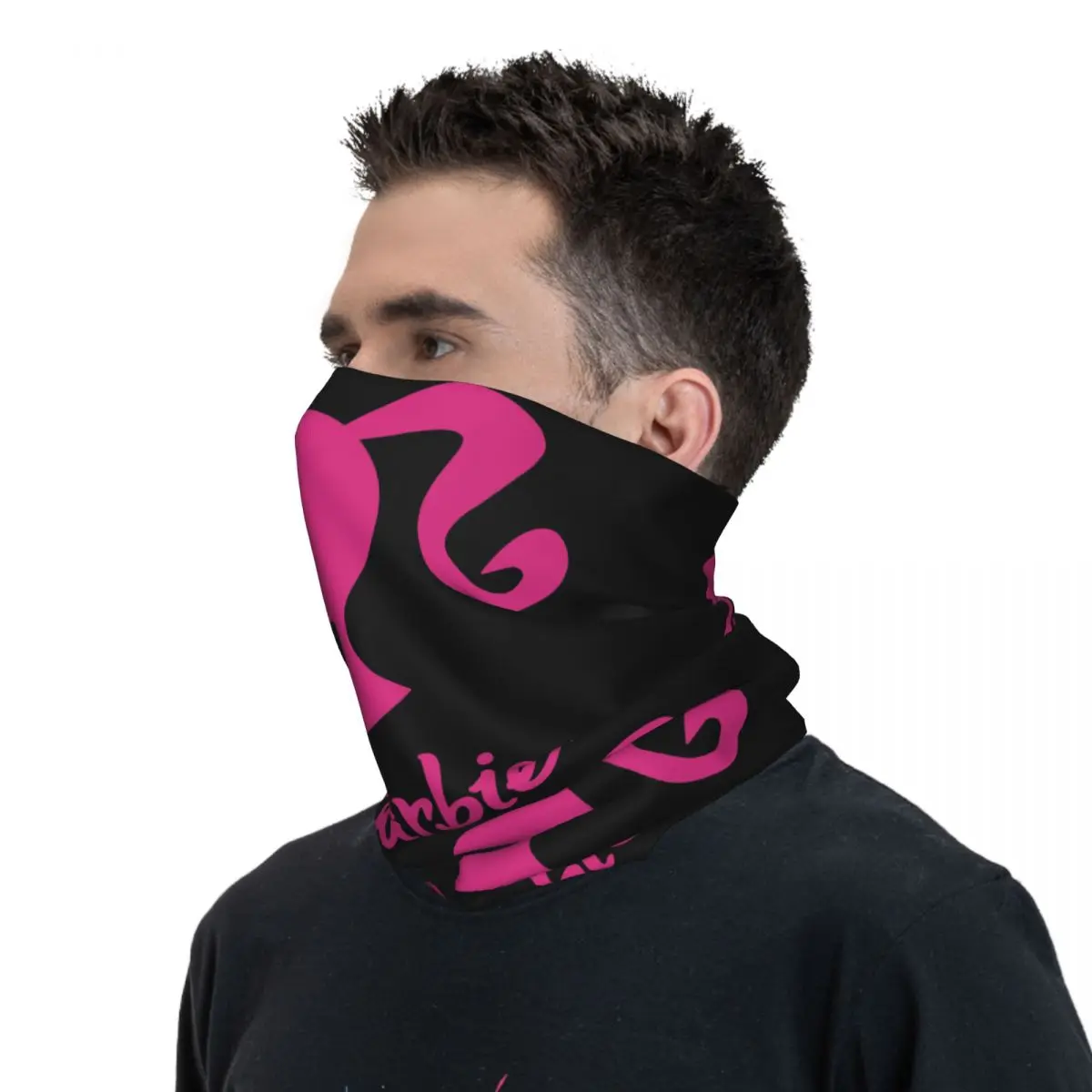 Aangepaste Barbie Logo Bandana nekbeschermer voor wandelen hardlopen dames heren wikkelsjaal meisje bivakmuts warmer