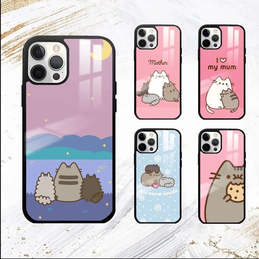 Cartoon P-Pusheens Cute Cat IMD Phone Case For iPhone 16 15 14 13 12 11 Pro Max Plus Mini PC Fashion mirror phone case