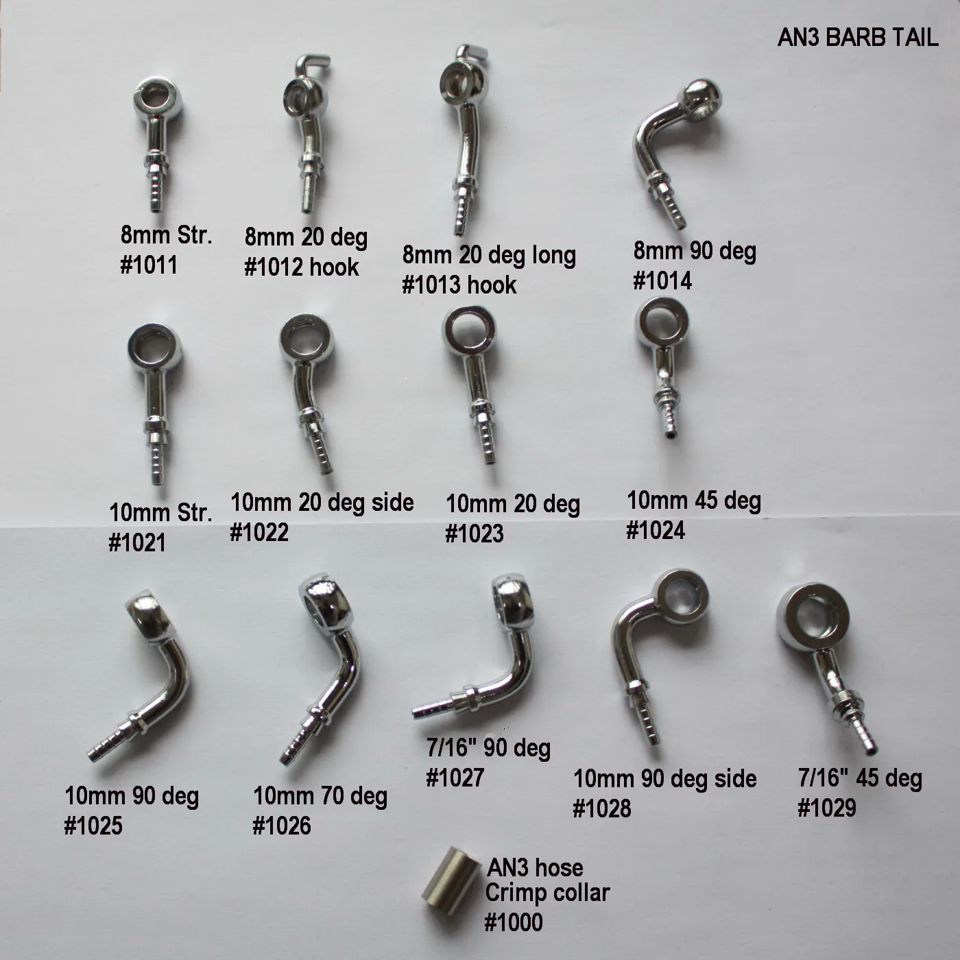 Fiting Banjo krom 8mm, 10mm, 7/16, untuk selang anyam AN3