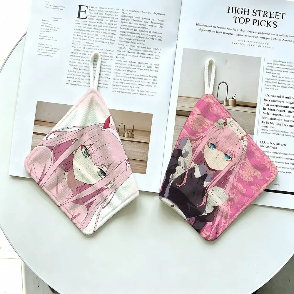 D-Darling in the Franxx Z-Zero-Two Polyester Cotton Hand Wiping Towel, Hanging Towel for Kitchen Bathroom Daily Supplies