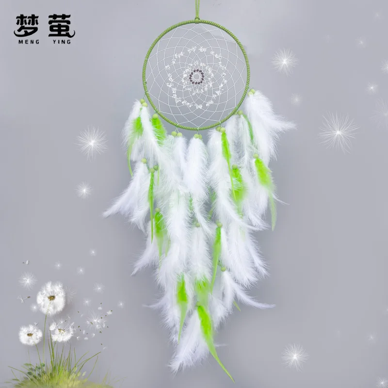 

Cute Feather Dreamcatcher Wind Chime, Girly Room Decor Hanging, Fresh Style Gift for Girls, Handmade Wall Ornament