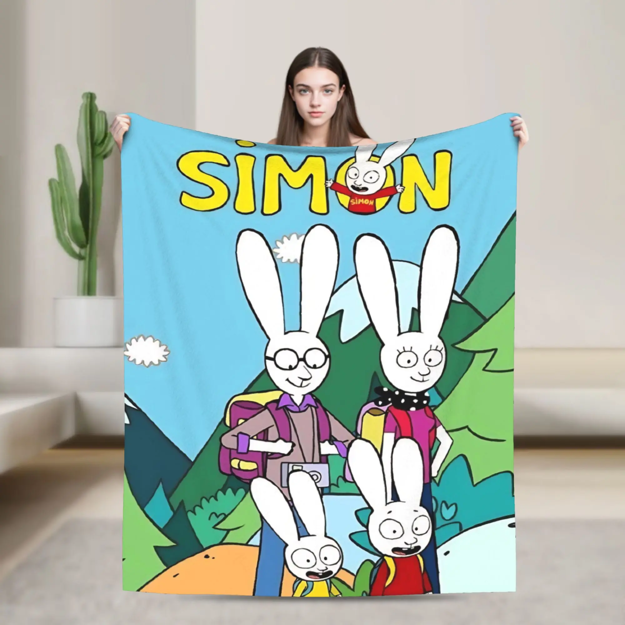 Super Soft Simon Super Rabbit Throw Blanket Premium Fleece Flannel Lightweight  Bed Blanket Warm Plush Bedspread All Season Use