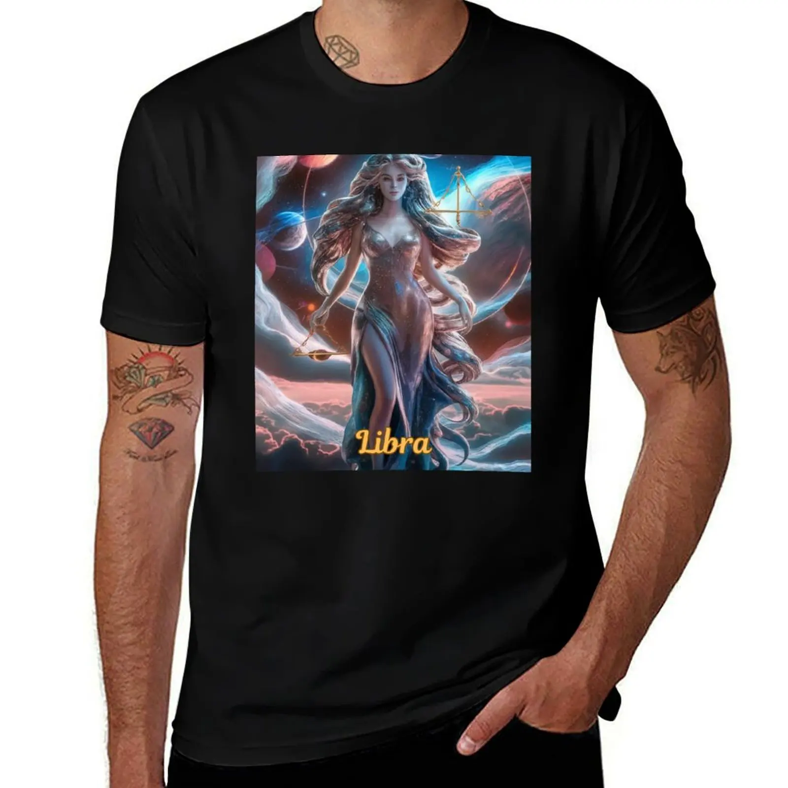 Libra Zodiac, celestial goddess T-Shirt man t shirt summer T-Shirt