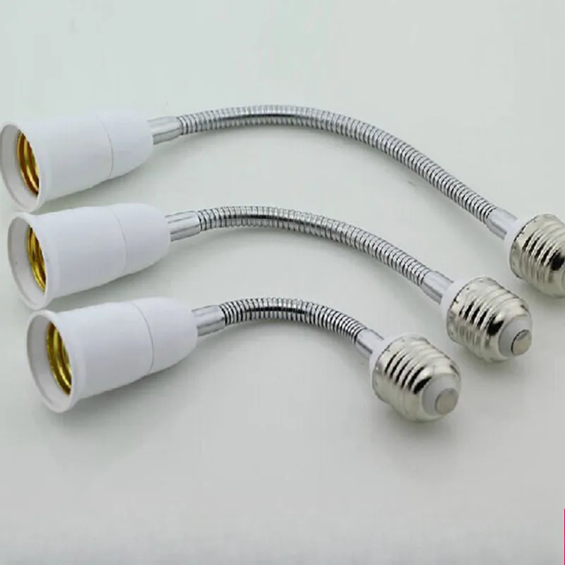 Adjustable Extension Rod E27 to E27/E14 Bulb Socket Adapter Flexible Hose Lamp Base Converter