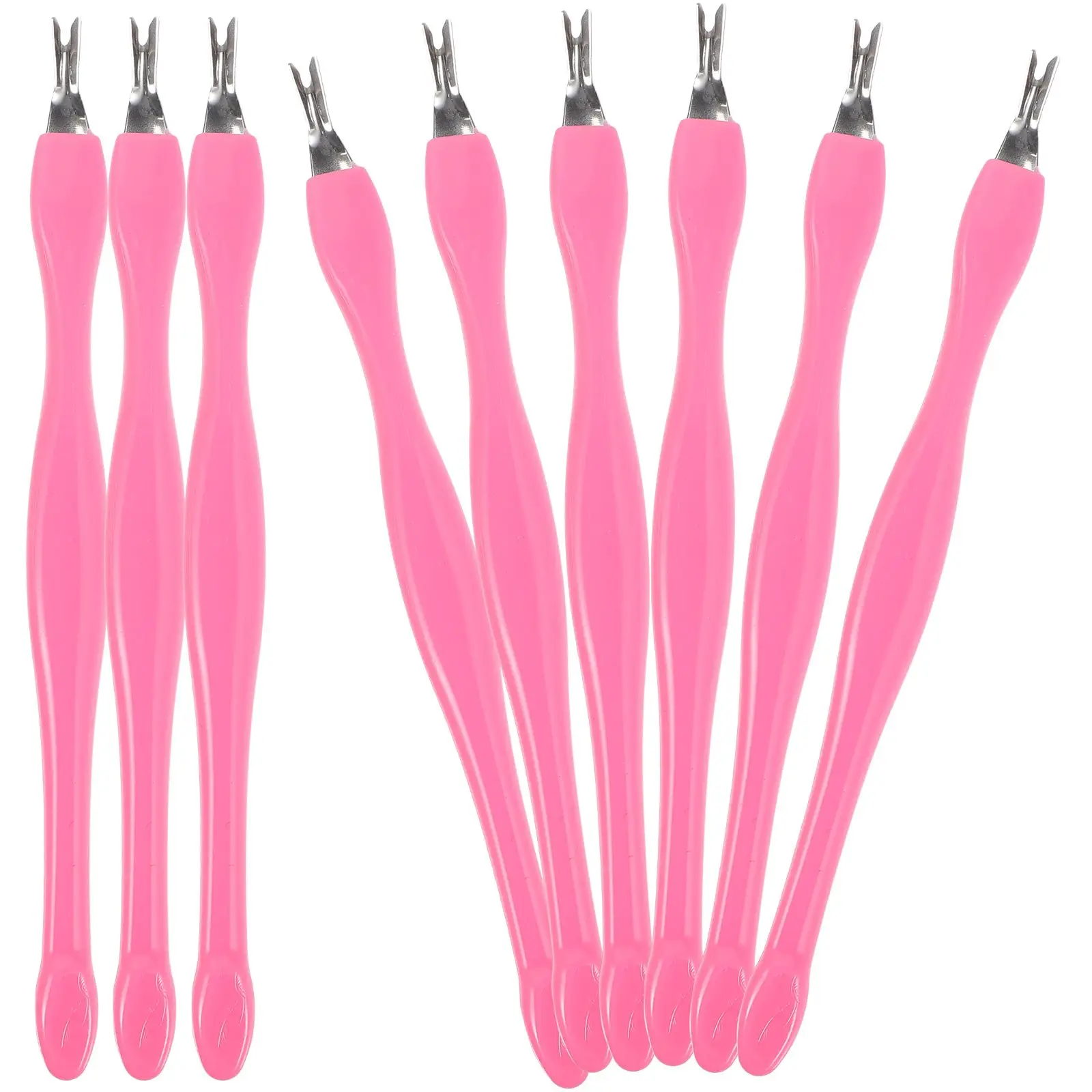 

10 Pcs Dead Shovel Tool Cuticle Nails Fork Manicure Cleaning Pusher Red and