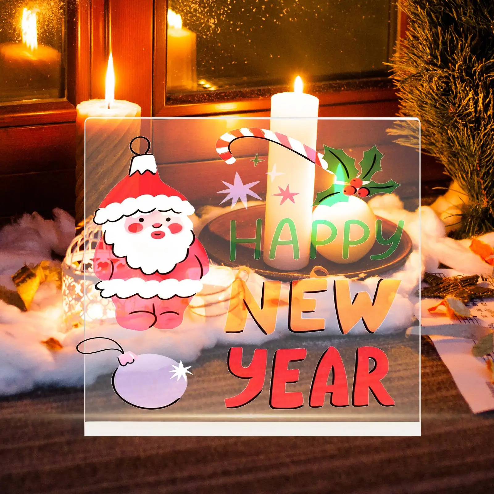 لوحة رسائل Led لوحة بيضاء من الأكريليك الشفاف لوحة Led للمسح الجاف مع أقلام 12 لون وحامل قابل للطي للشباب والبنات والأولاد #3