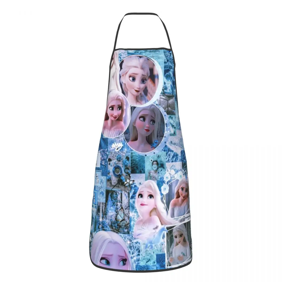 Custom Unisex Frozen Princess Elsa Bib Apron Adult Women Men Chef Tablier Cuisine for Kitchen Cooking Anime Painting