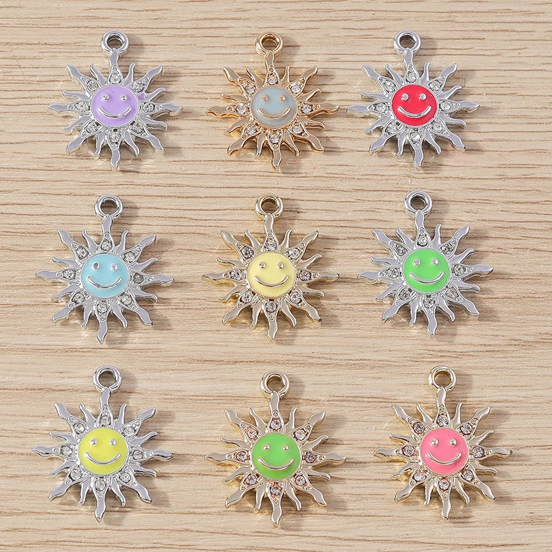 Tusember 10 Stück Bunte Strass-Kristall-Sonnenanhänger für Ohrringe, Halsketten, Handgemachter Modeschmuck, Zubehör – Detail 2