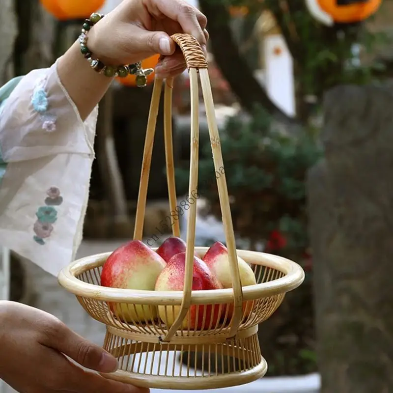

H7EA Sustainable Bamboos Crafted Round Tray For Parties Snacks Table Decors