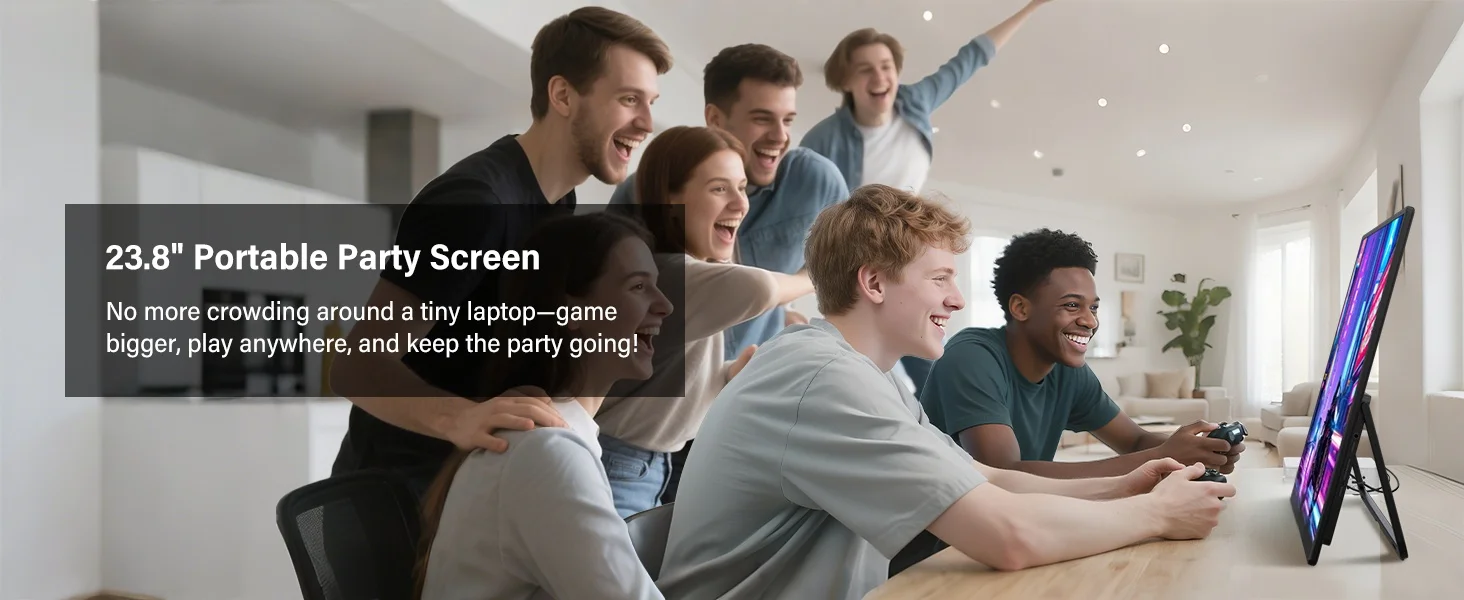 UPERFECT 24 Zoll 120 Hz tragbarer Gaming-Monitor FHD 180 ° Einstellbares großes Laptop-Display, externer zweiter Bildschirm für PC-Telefon, Steamdeck – Detail 23