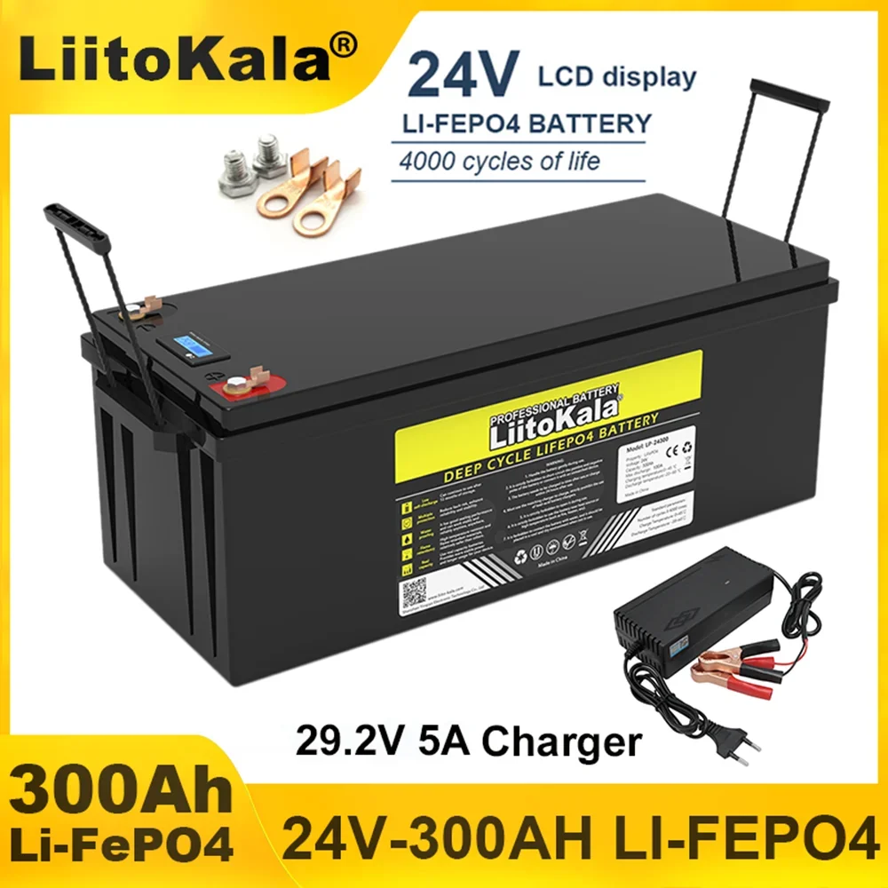 24V 300Ah 8 Strings LiFePO4 Battery pack 29.2v Lithium Iron Phosphate Solar Energy Storage Camping Batteries Tax Free LiitoKala