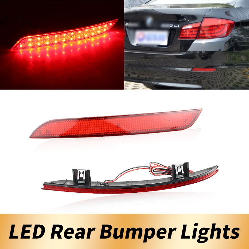 2PCS Red/Black Lens Rear Bumper Reflector LED Reverse Stop Brake Light Lamps For BMW F10 F11 F18 2009-2014 63147203238 Fog Lamp