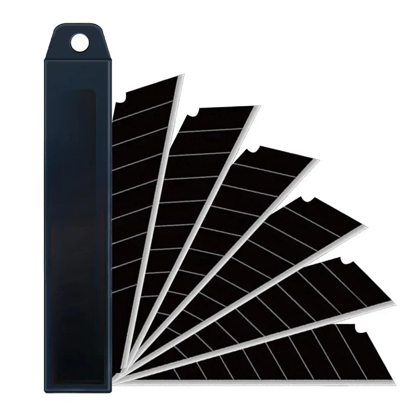 10/100Pcs 100mm*18mm Utility Knife Blades Carbon Steel Black Replacement Cutter Blades For DIY Office Craft Carving