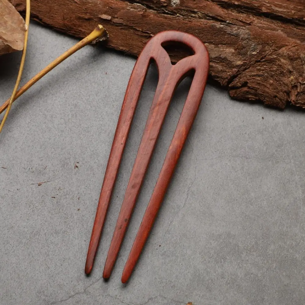 

Fashion Wooden Hair Forks Handmade Carved Ebony Sandalwood French Hair Chopsticks Hair Accessory 3 Prong Hair Pins Women