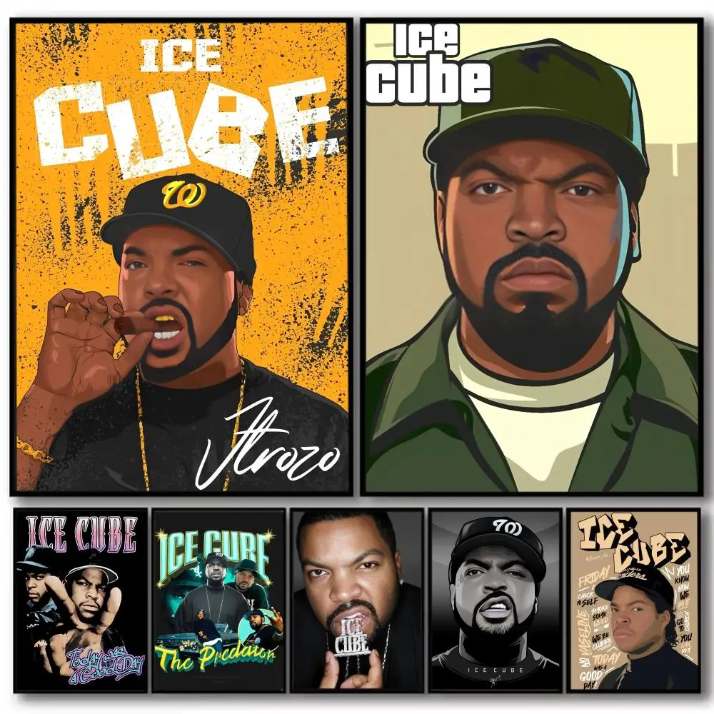 

Rapper Old School l-Ice Cube Painting Calligraphy High-Quality Cotton Canvas Poster Wall Art for Living Room Coffee House Decor
