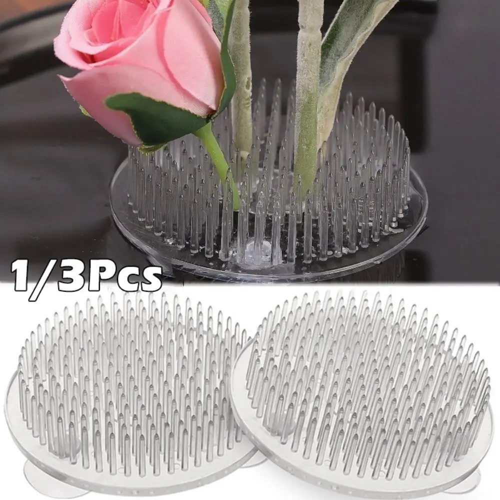 1/3Pcs Transparent Ikebana Stem Holder Circular Waterproof Arrangement Base DIY Flower Fixing Bracket for Vases Floral Design