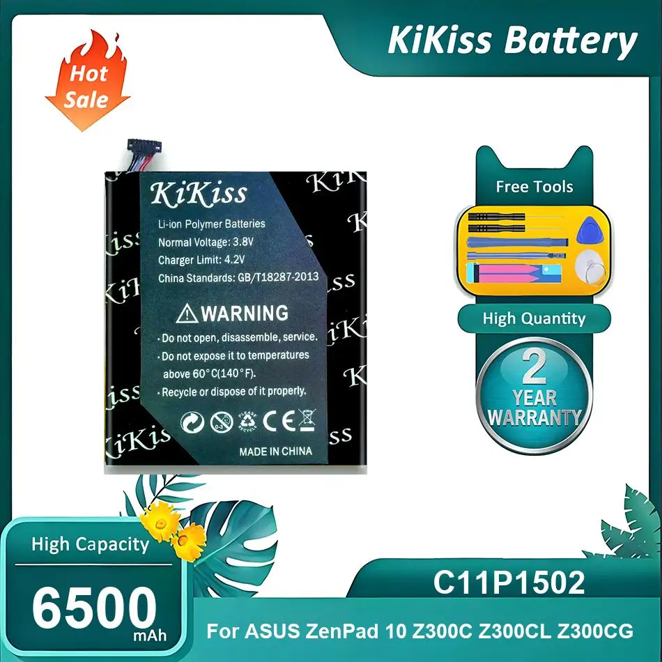 Аккумулятор KiKiss для ASUS ZenPad 10 Z300C Z300CL Z300CG,C11P1502,6500 мАч