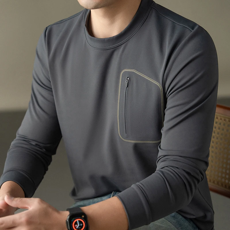 

Premium fashion men's long sleeve T-shirt soft comfort velvet sweater autumn winter warm Korean style casual round neck pullover