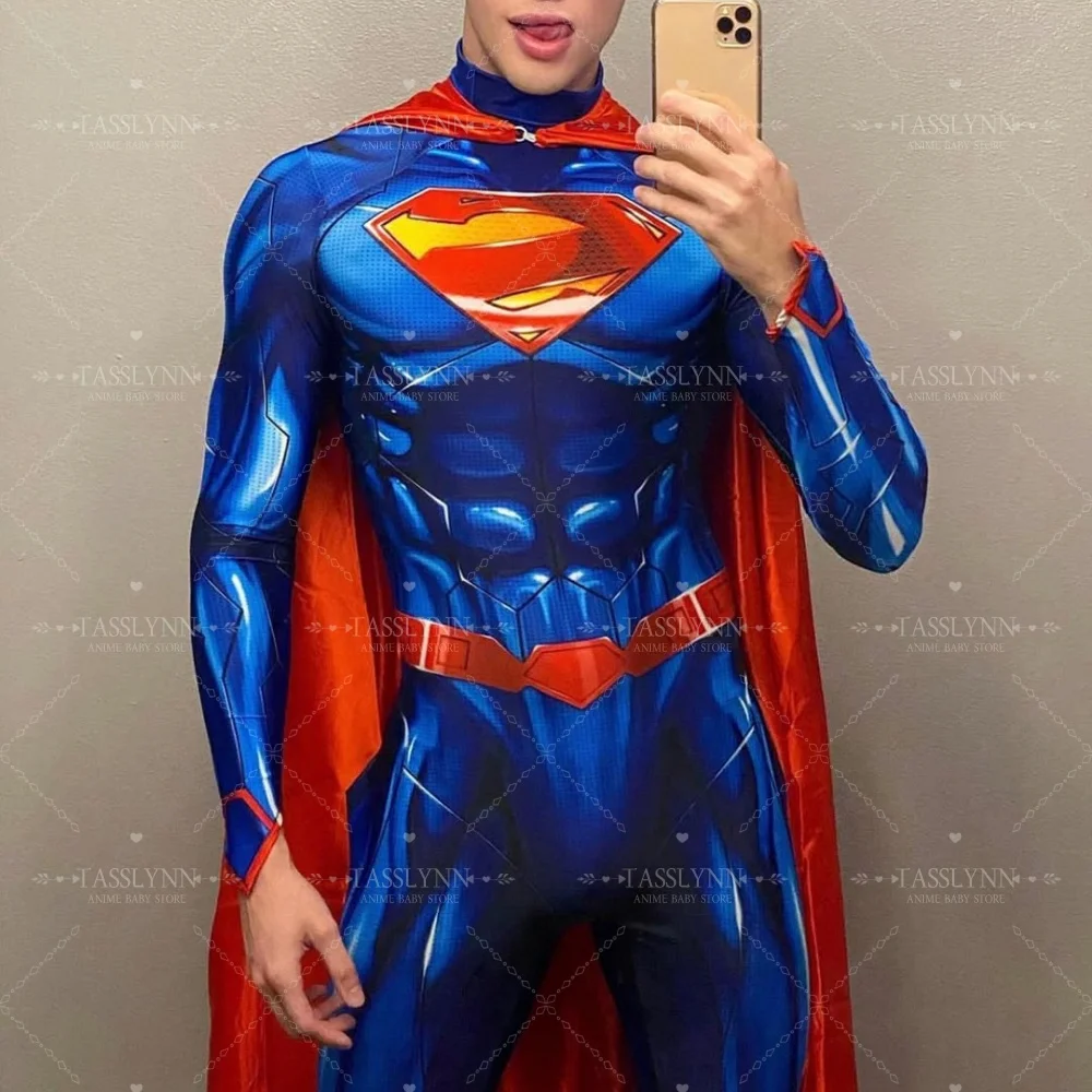 رجل الصلب سوبرمان تأثيري حلي خارقة ثلاثية الأبعاد مطبوعة دنة كامل الجسم الدعاوى هالوين زي Zenzai الدعاوى للرجال الكبار