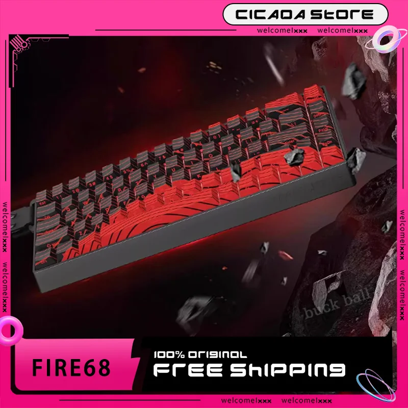 Madlions Fire68 Mechanical Keyboard 8k Hot Swap Wired Gamer Keyboard Magnetic Switch 68key Human Body Keyboard Pc Office Custom