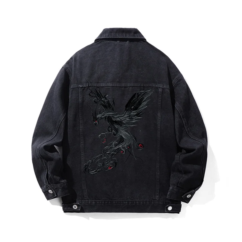 

1.1KG!!! Heavy Embroidery Denim Jacket Men Luxury Fashion Cotton Men's Spring Jean Coat Cowboy Black Clothing Streetwear 2025 Z1