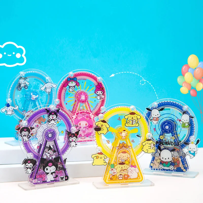 

Sanrio Animation Creativity Ferris Wheel Standing Toy Cute Kuromi Cinnamoroll My Meiody Pochacco Acrylic Ornament DIY Girl Gift