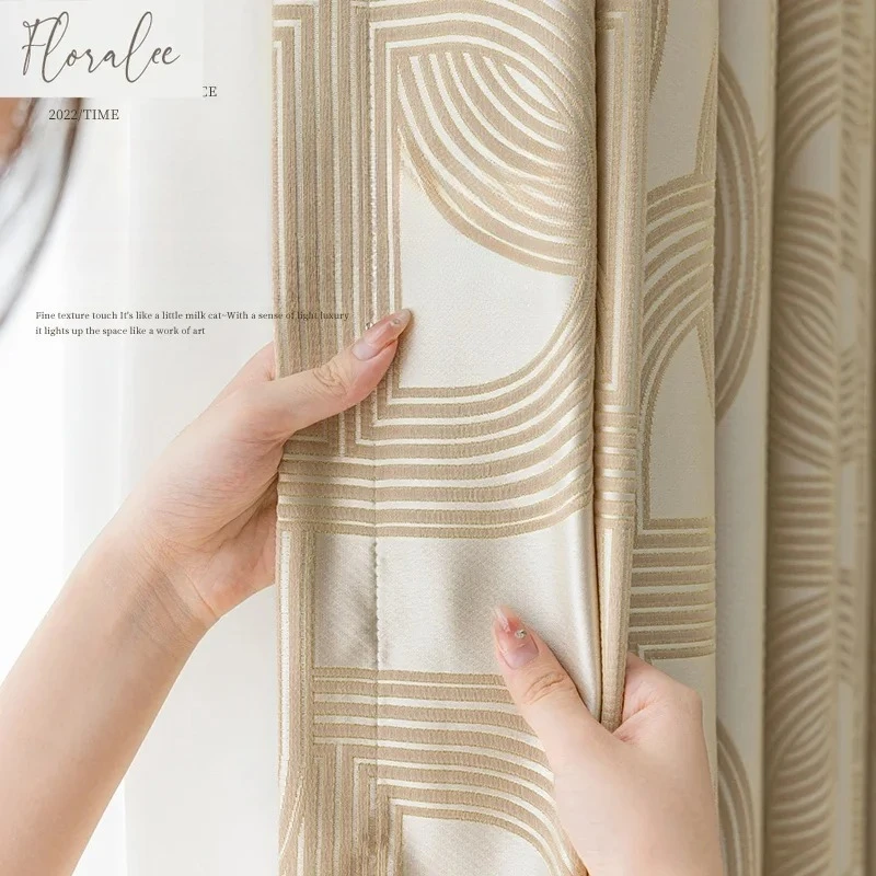 French Luxury Modern Minimalist High-Density Jacquard Blackout Curtains Arrival Elegant Curtains for Living Room Bedroom Balcony