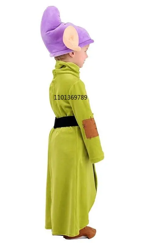 Kids Dopey Costumes Snow White and The Seven Dwarfs Cosplay Dopey Boys Child Bodysuit Hat Suit Halloween Costume Clothes