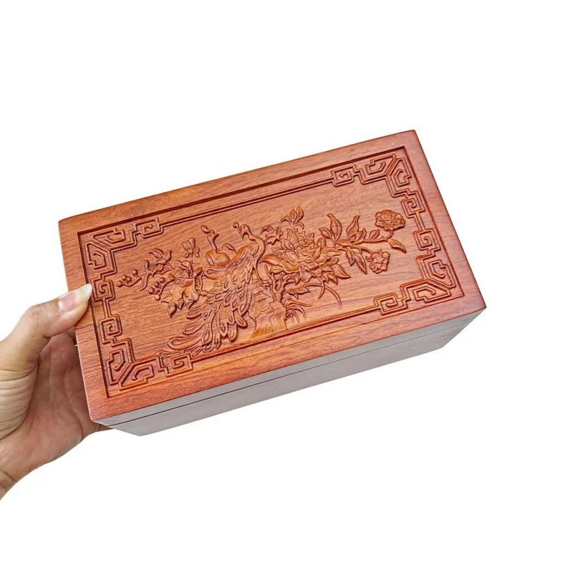 [ ] Tenon Mao Retro Exquisite Jewelry Desktop Storage Wooden Box Wedding High-End Gi