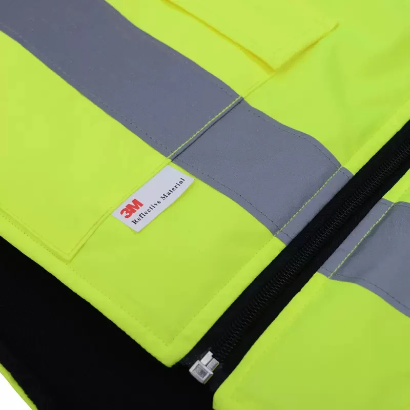 Winter Reflective Warm Jacket Vest with 3M Tapes Oxford and Polar Fleece Fabric Safety Waistcoat Fluorescent Yelow