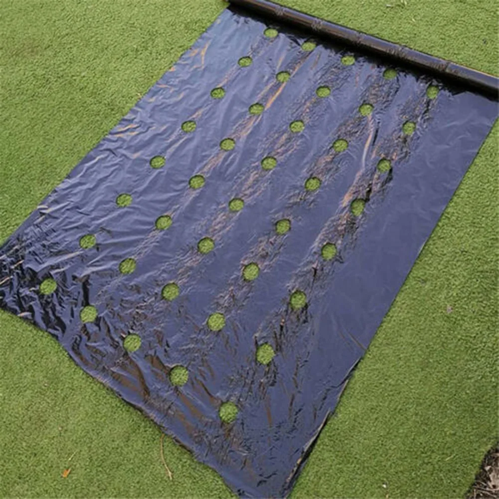 1pc Plastic Film With Planting Hole Garden We-ed Control Barrier Film Cover Breathable Gardening Agricultural Landscape Sheet