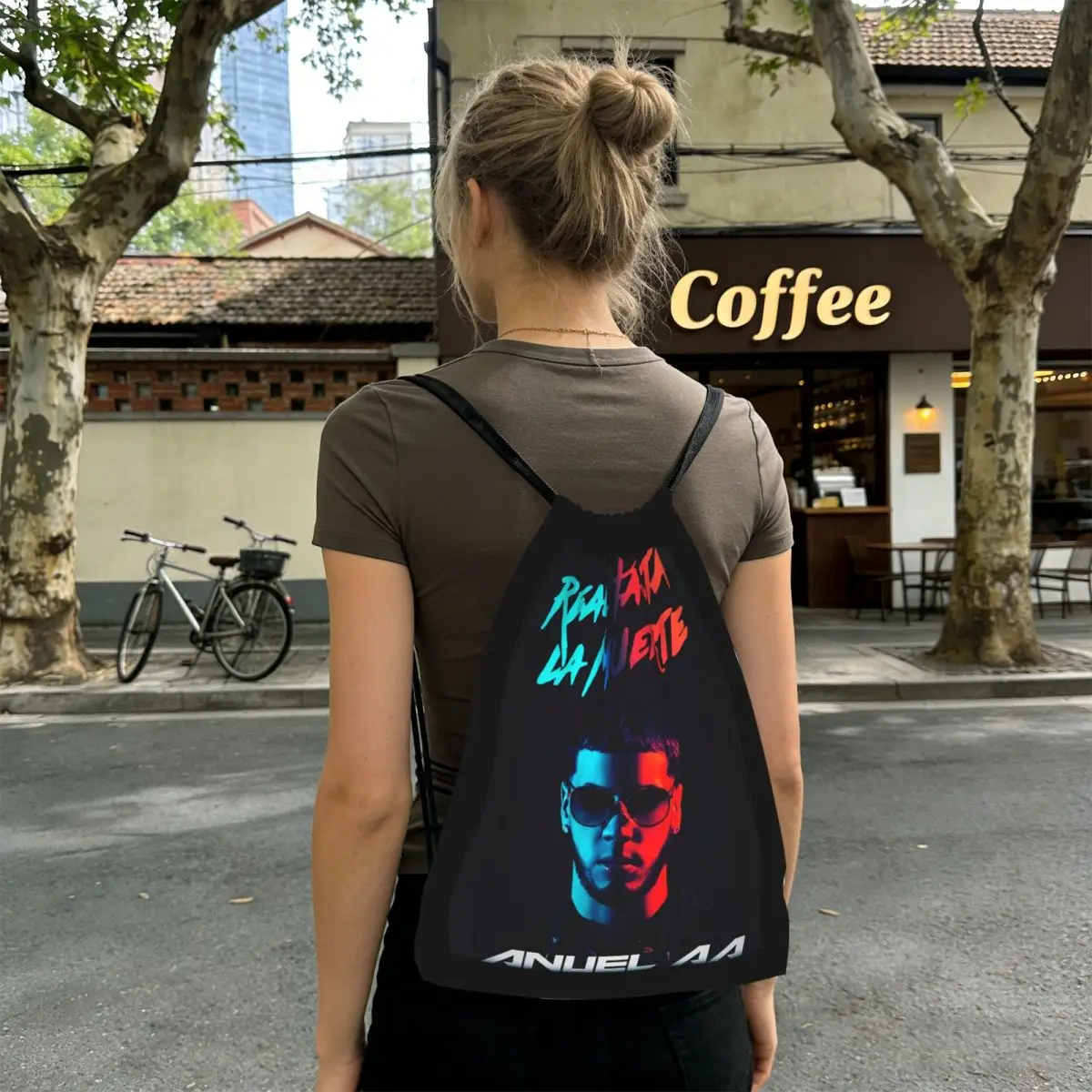 Fashion Hot Rapper Anuel AA Backpacks Multi-function Drawstring Bags Shoes Bag Book Bags for Travel Students