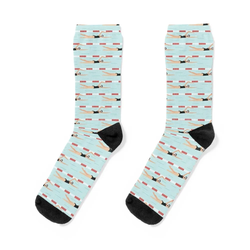 Swimming Pool Light Blue Socks floral winter gifts Men Socks Women's
