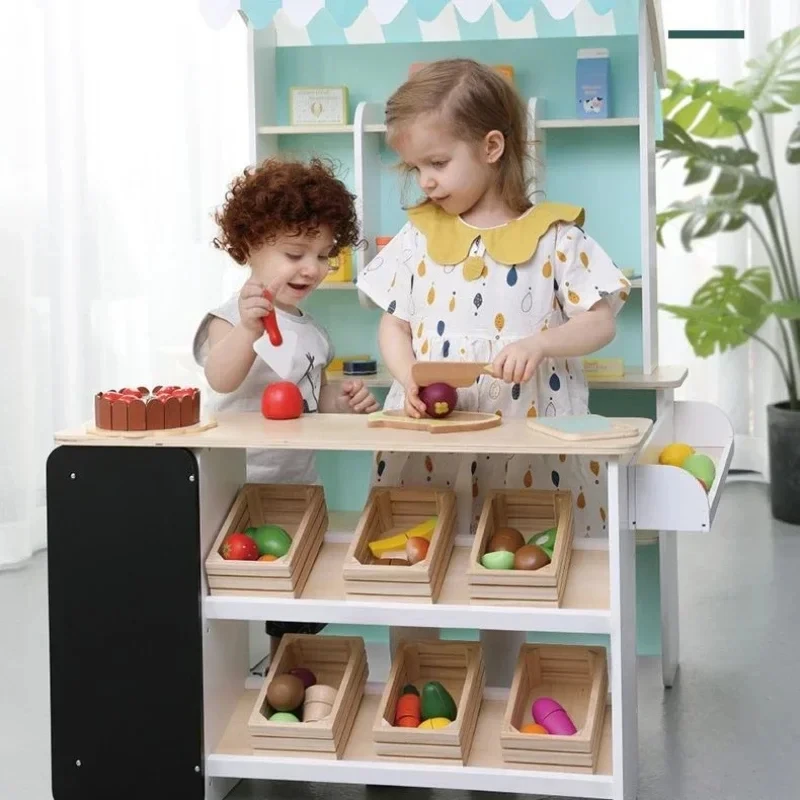 

Montessori Children's Play Toys Cosplay Wooden Grocery Store Selling Simulation Educational Games Kids Interactive Toys Puzzle