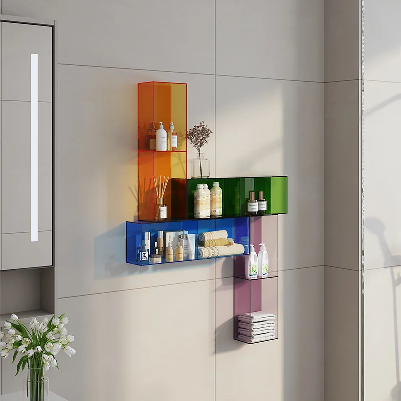 Light luxury multi-layer toilet wall rack household toilet baffle bathroom wall-mounted storage rack laminate