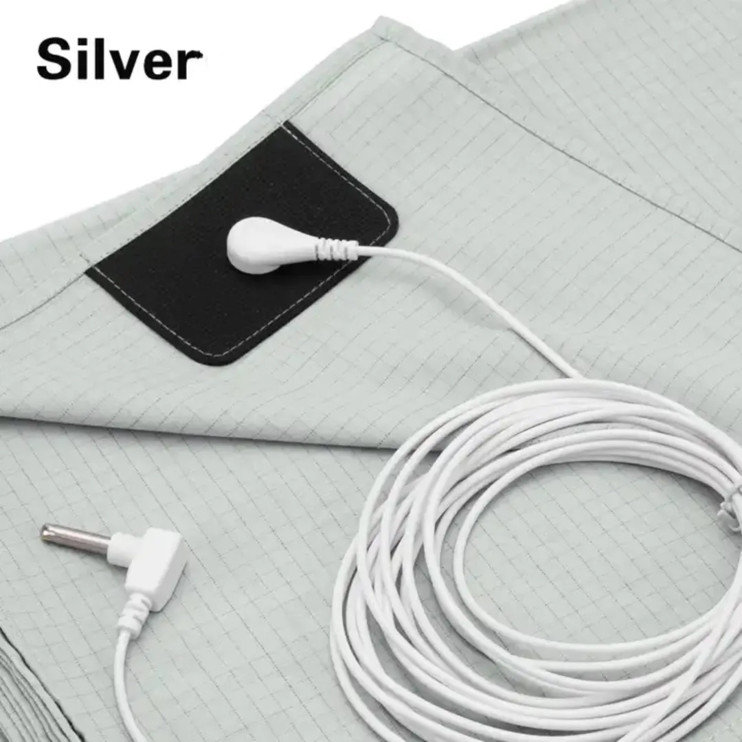 Grounding Sheets with 10% Silver Fiber & Organic Cotton - Conductive with Grounding Cord, Grounding Keep Good Sleep, Health