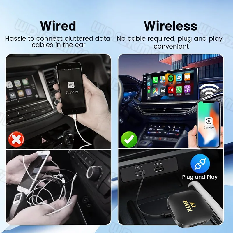 Nuovo Carplay Ai Box Android 13 Wireless Android Auto Wireless Carplay Adapter per Netflix YouTube per Benz Audi Kia Hyundai VW