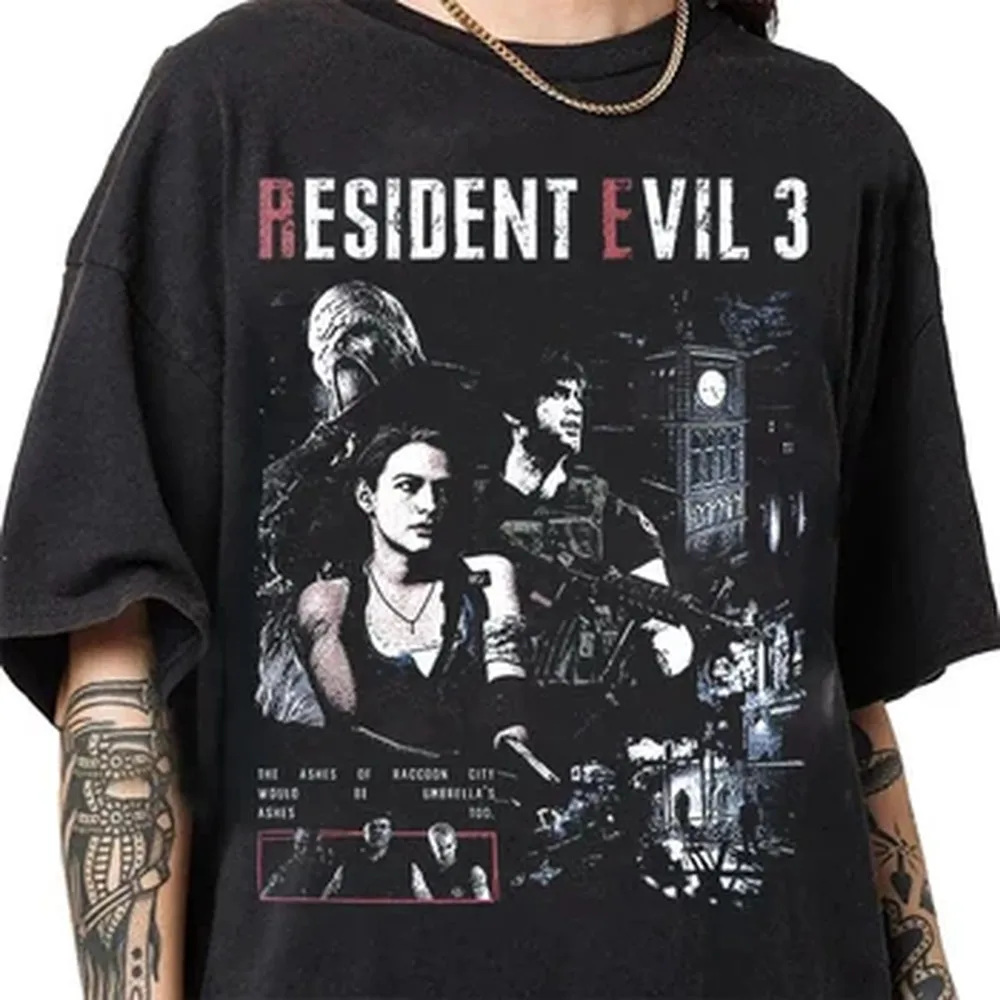 Resident Evil 3 Biohazard Game T-shirt For Men Women 100% Cotton T Shirts Streetwear Tops J57