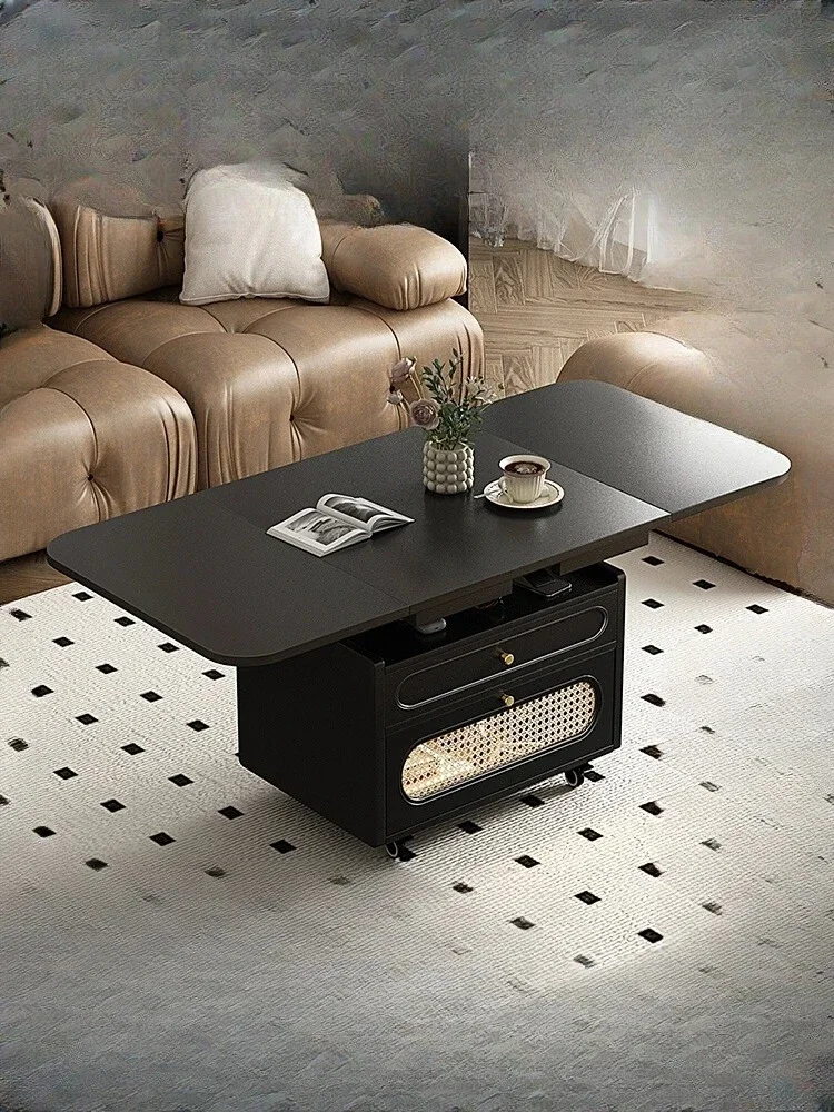 A  French Retro Foldable and Hoisting Coffee Table Small Apartment Mobile Tea Table Living Room Antique Style Dining Table