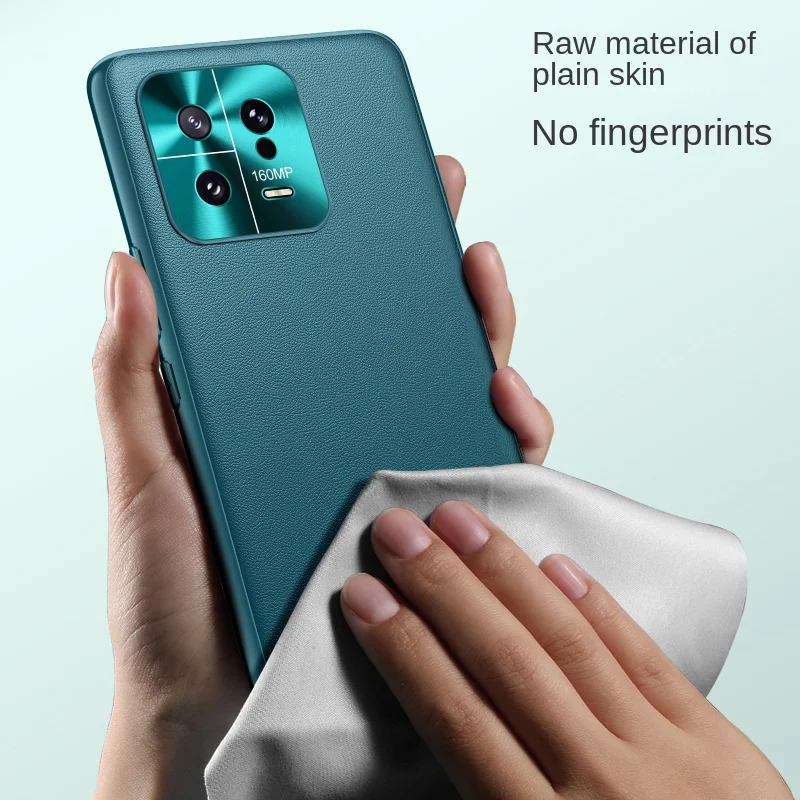 For Xiaomi 13 13 Pro Leather Metal Lens Integrated Air Cushion Anti-Drop Anti-Fingerprint Phone Case - Image 6