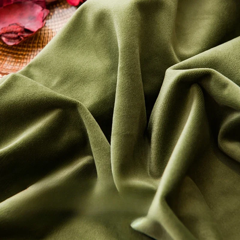 Olive Green Velvet Curtains for Living Room Bedroom Simple Modern Tulle Decorative Balcony Window Blackout Curtains Customize