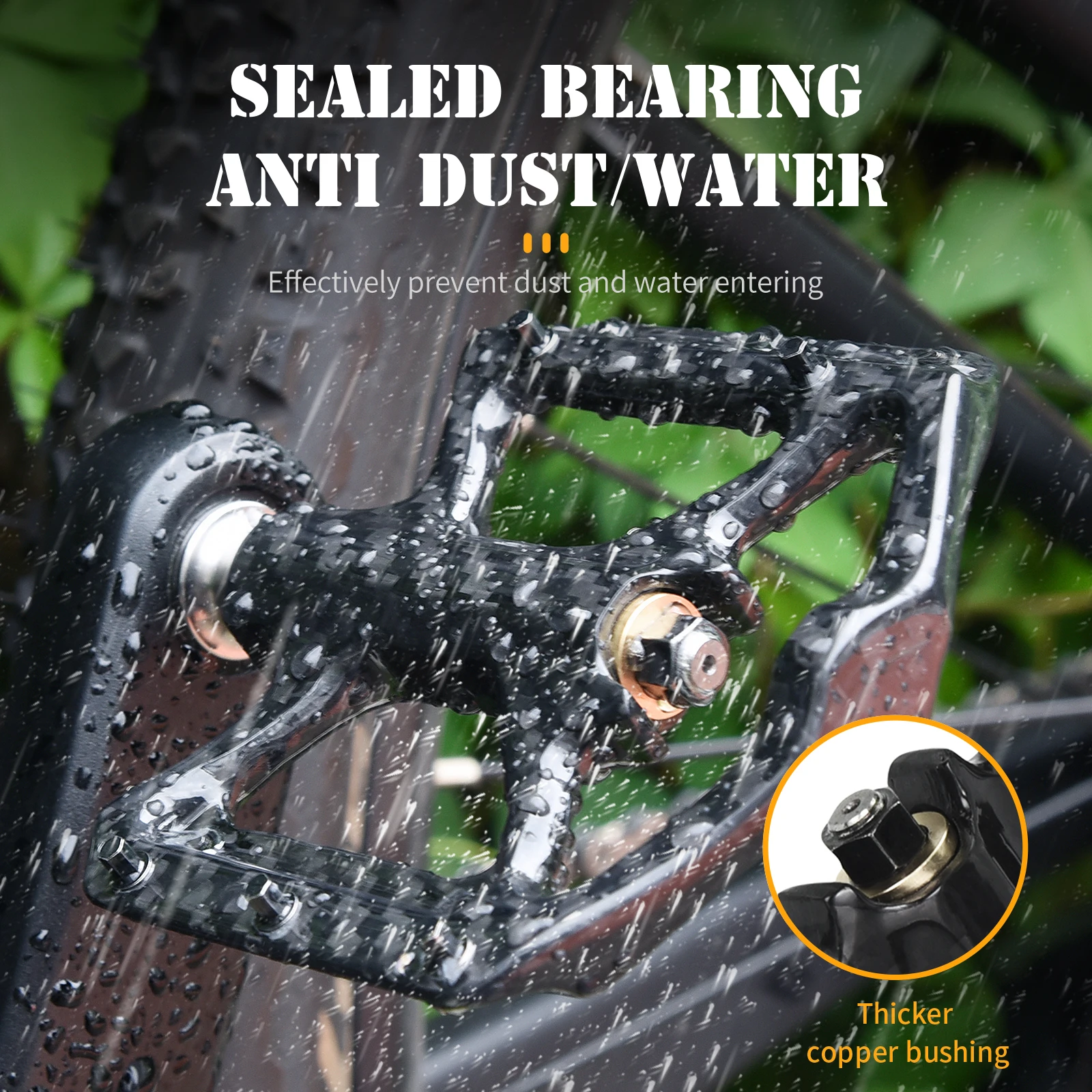 Carbon fietspedalen, voor mtb-fietspedalen, mountainbikepedalen van koolstofvezel, met antislipspijkers, afdichtingslager