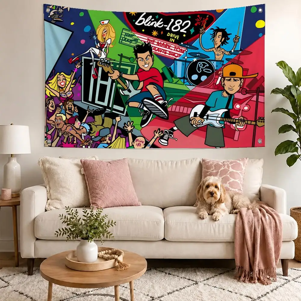 Pop Group Blink182 Flags Concert Print Wall Hanging Art Banner, Indoor Outdoor Bedroom Home Decor Backdrop, Perfect Gift