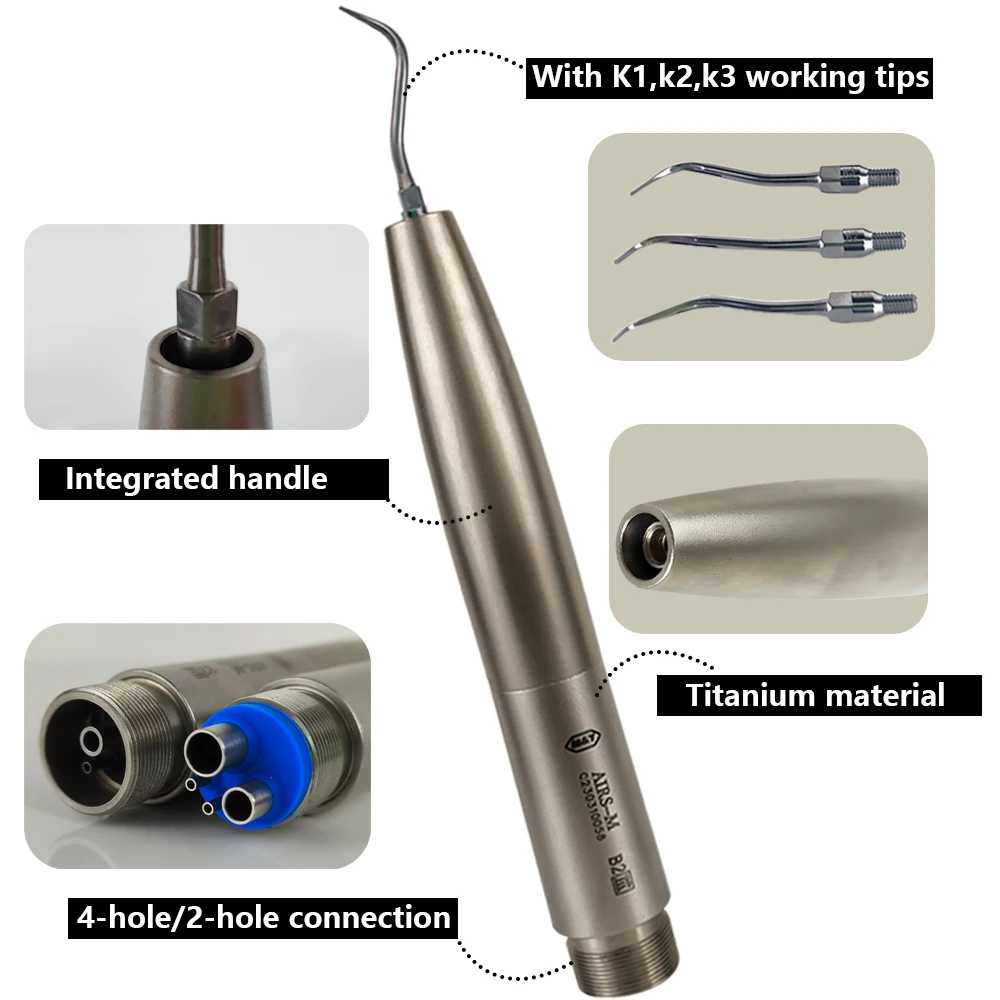 Dental Equipment Air Scaler Handpiece  Scaling Technology High Frequency Pneumatic Scaler Optional 2/4 Hole