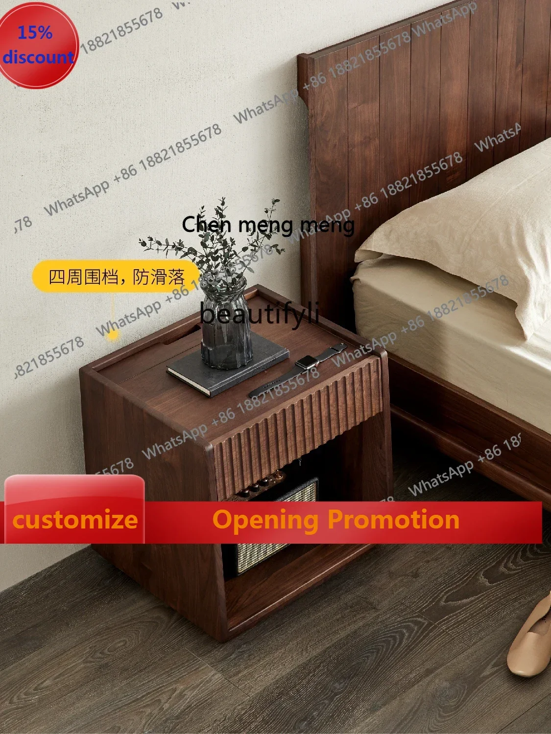 

B7304 ss Modern Simple Small Storage Cabinet Nordic Bedroom Bedside Cabinet Simple Solid Wood Bed Side Storage Rack