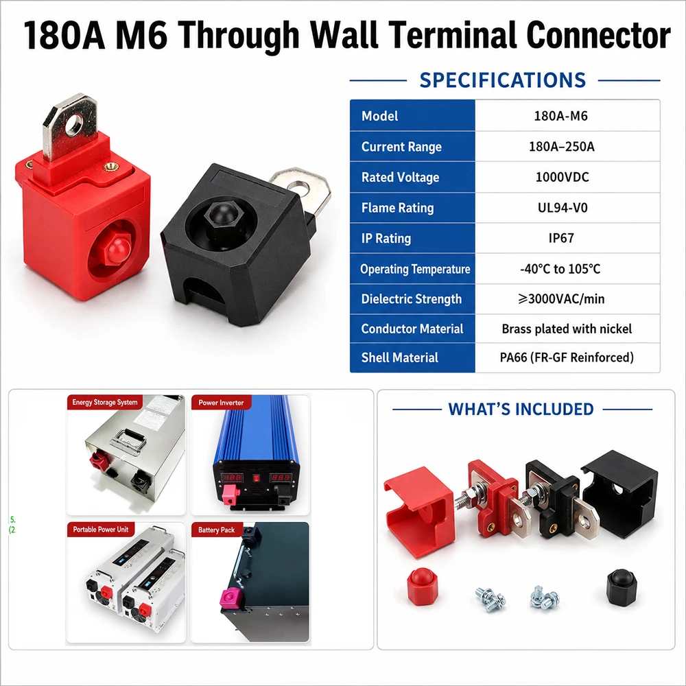 M6 Inverter Terminal 180A Lithium Battery New Energy Storage Terminal Block Car Adapters