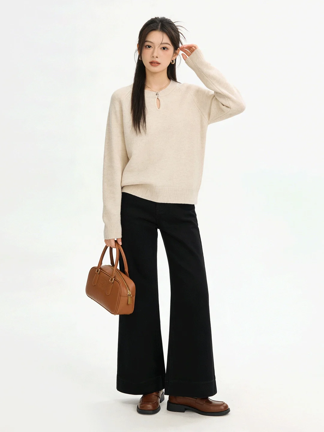 

Bla Vintage Korean Wide Leg Jeans High Waist Slimming Loose Casual Straight Cut Early Spring Nine Points Versatile Jeans