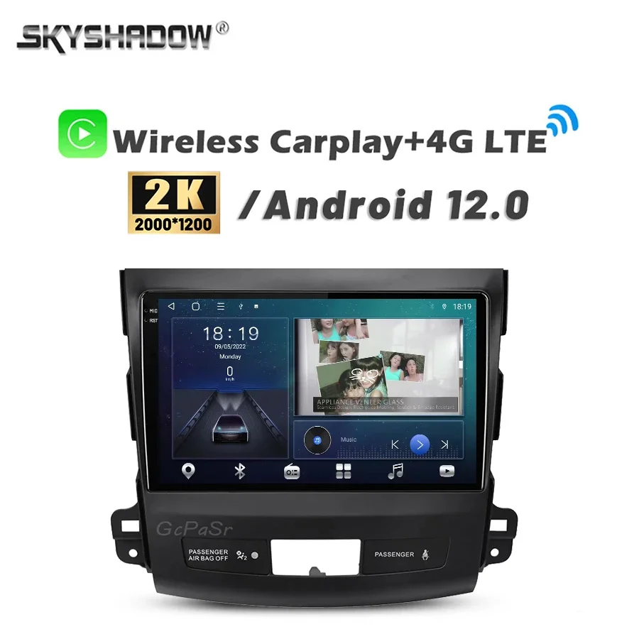 2K 2000*1200 Carplay Auto Android 13.0 8G+128G Car DVD Player GPS WIFI Bluetooth RDS Radio For Mitsubishi Outlander Xl 2005-2013