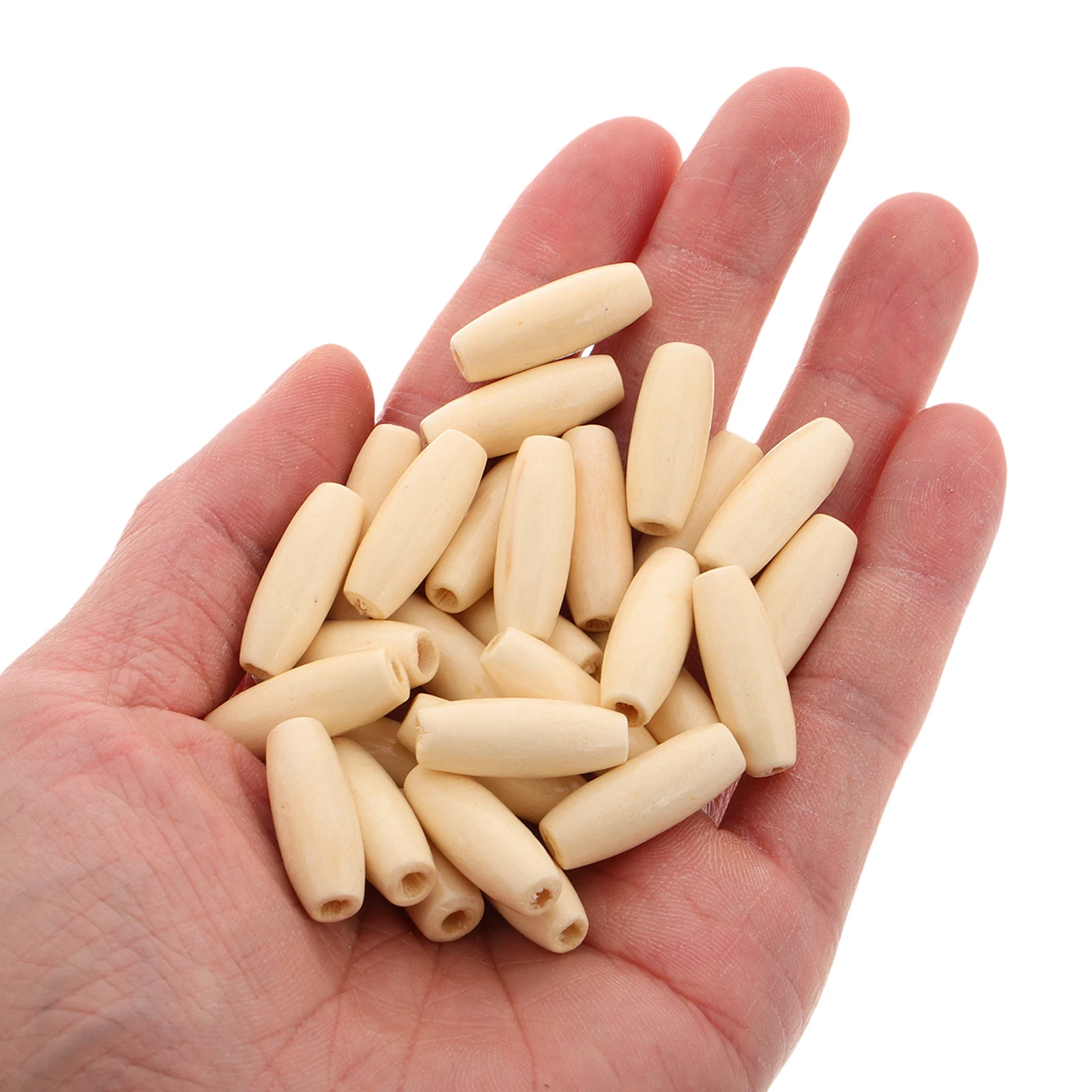 150 قطعة خشبية بيضاوية طبيعية خشب القيقب ثقب كبير برميل Diy بها بنفسك الحرف صنع المجوهرات ستائر الباب حقيبة الزينة فاصل